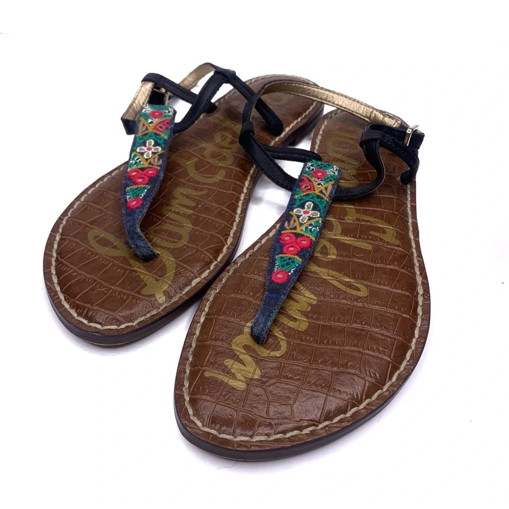 Sam Edelman Gigi Embroidered Strap Sandals - Picture 1 of 5